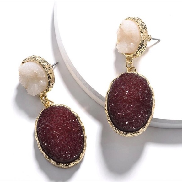 Anthropologie Jewelry - 🔴SOLD OUT Druzy Quartz Double Drop Earrings